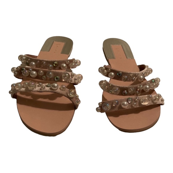 LEITH Womens Size 10 Stunner Blush Pink Velvet Embellished Strappy Slide Sandals - Picture 11 of 12